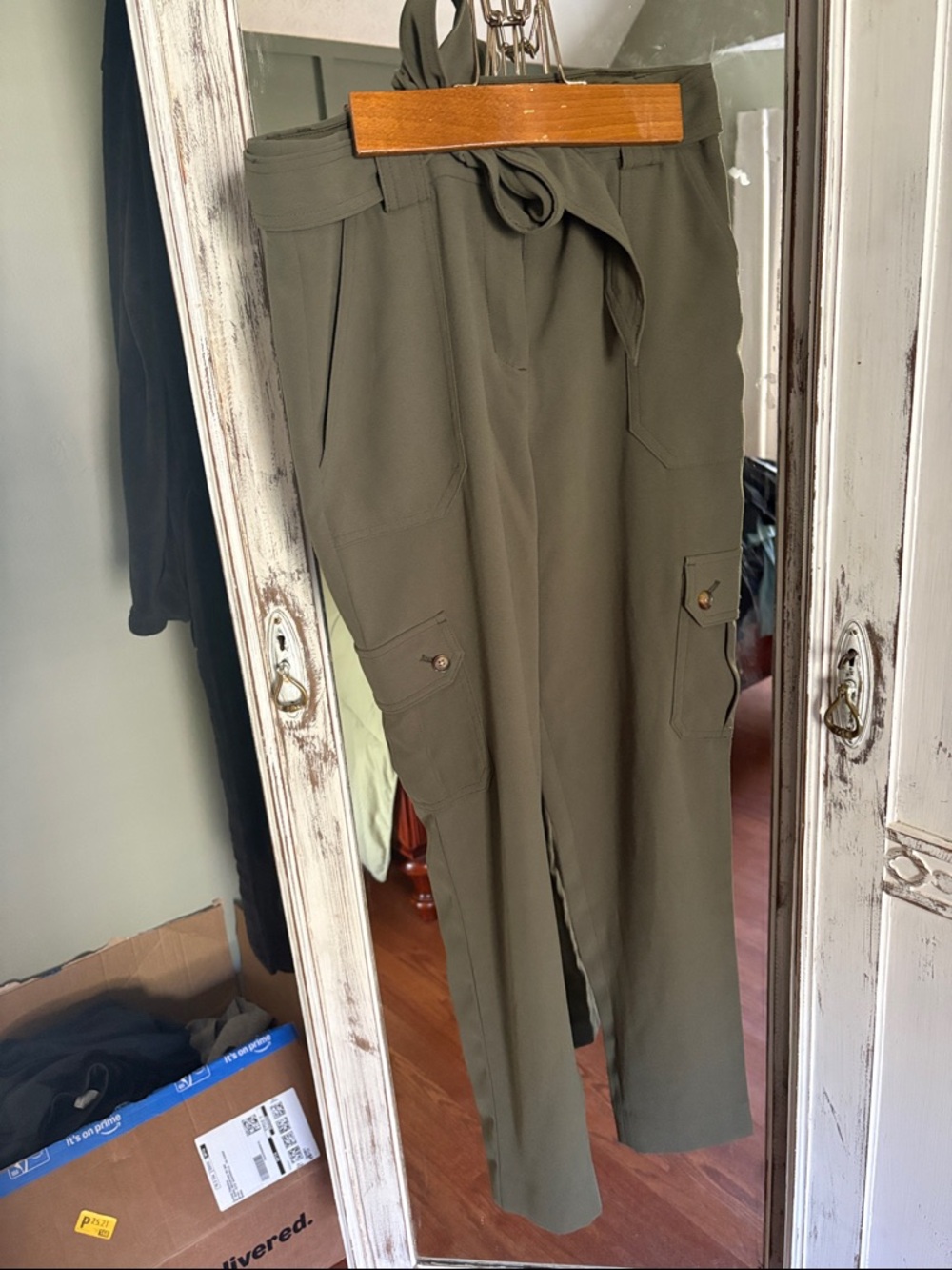 Express Olive Utility Cargo Pants HIGH WAIST